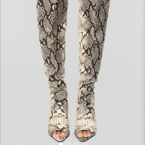 Snake fashion nova heeled boots